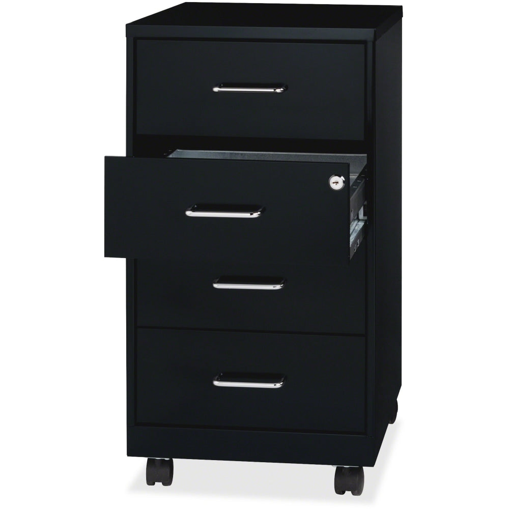 Lorell 26-1/2inD Vertical 4-Drawer Mobile File Cabinet, Black