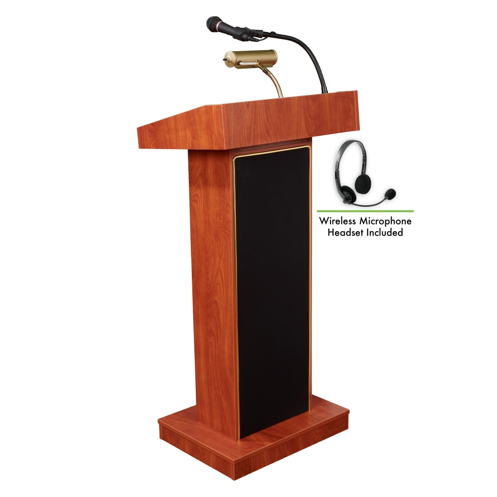 Oklahoma Sound The Orator Lectern With Headset Wireless Microphone, Wild Cherry