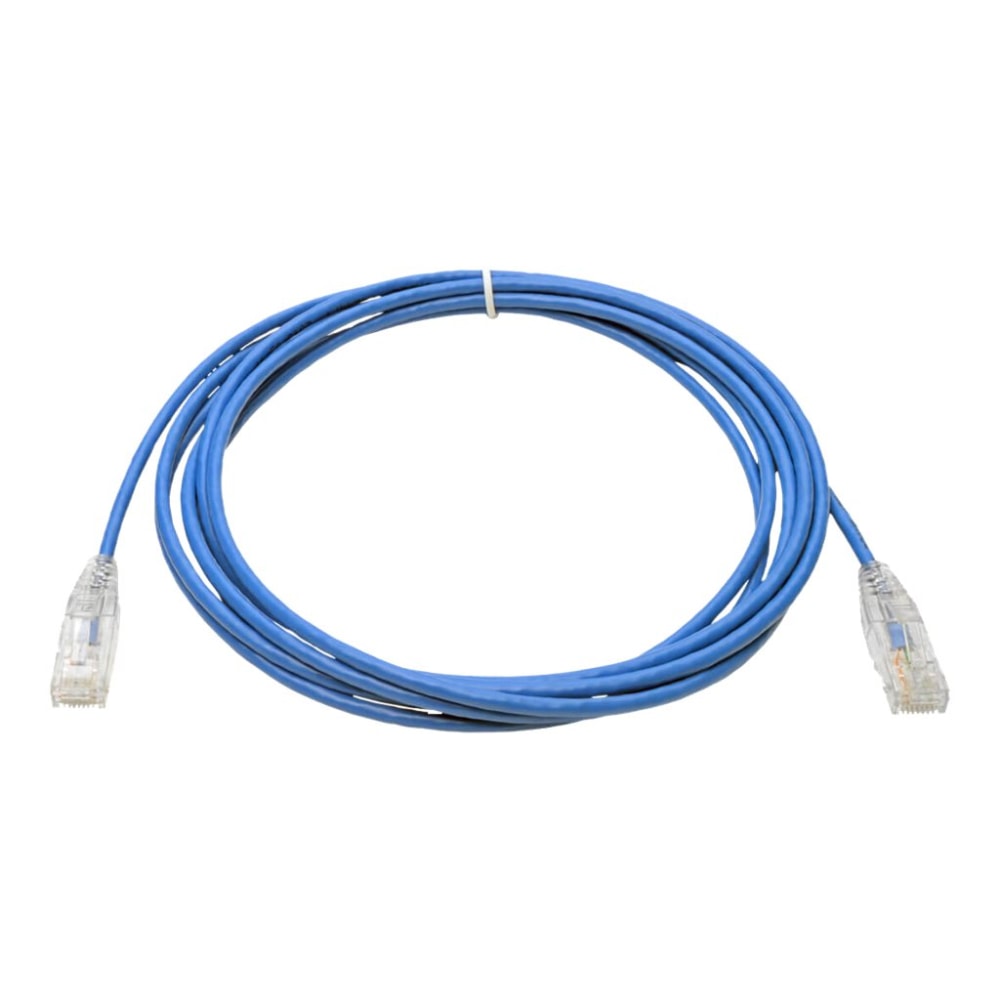 Tripp Lite Cat6 UTP Patch Cable (RJ45) - M/M, Gigabit, Snagless, Molded, Slim, Blue, 10 ft. - First End: 1 x RJ-45 Male Network - Second End: 1 x RJ-45 Male Network - 1 Gbit/s - Patch Cable - Gold Plated Connector - 28 AWG - Blue