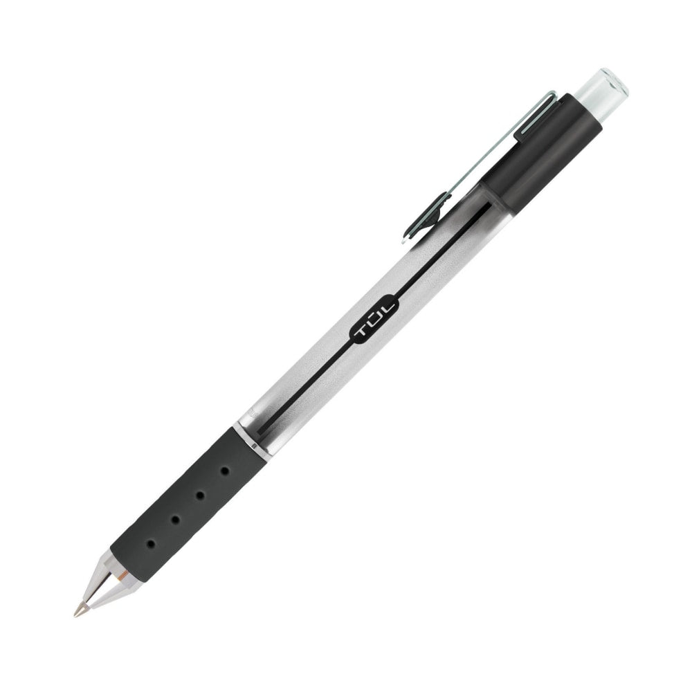 TUL GL SeriesRetractable Gel Pens, Bold Point, 1.0 mm, Silver Barrel, Black Ink, Pack Of 12 Pens