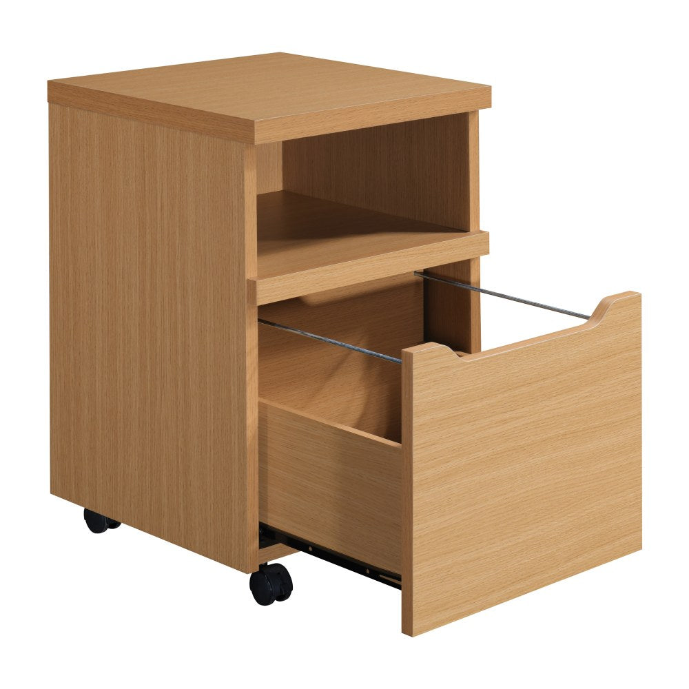 Office Star Denmark 17inD Rolling Vertical File Cabinet With Lockdowel Fastening System, Natural