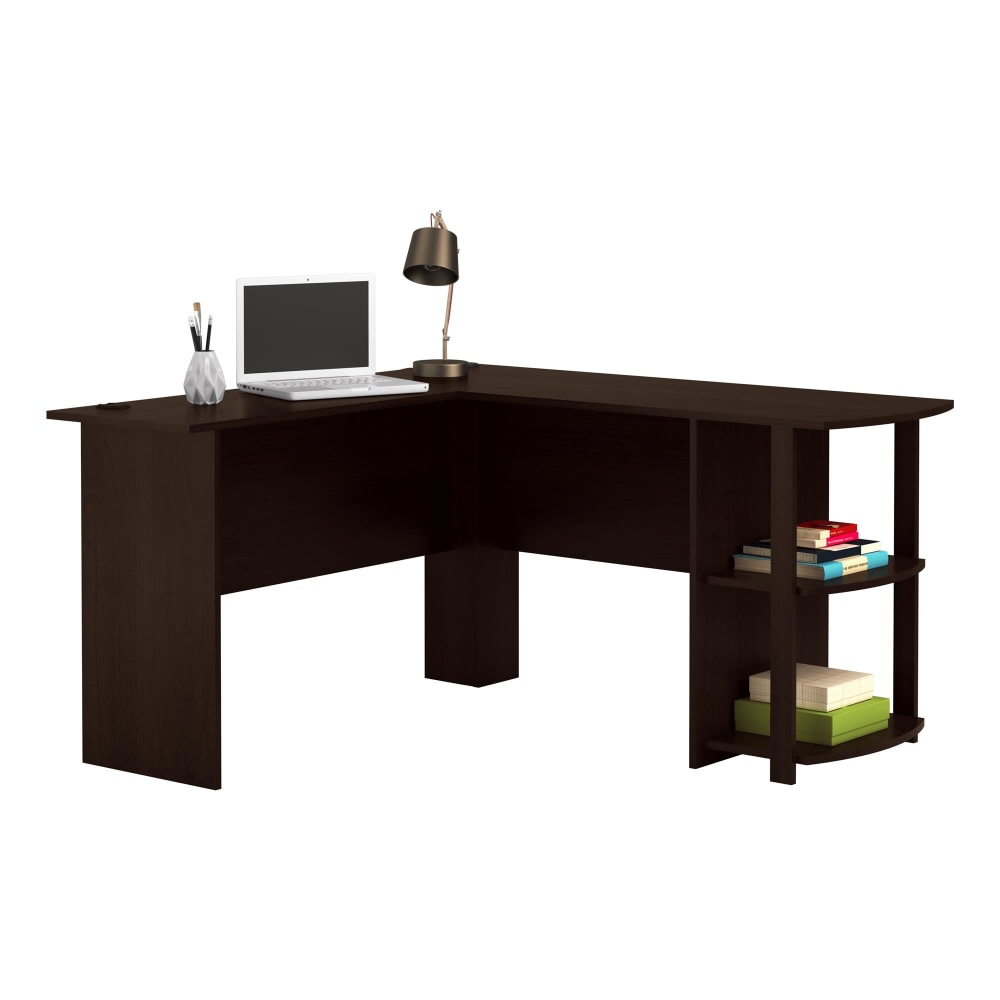 Ameriwood Home Dakota 54inW L-Shaped Corner Desk With Bookshelves, Espresso