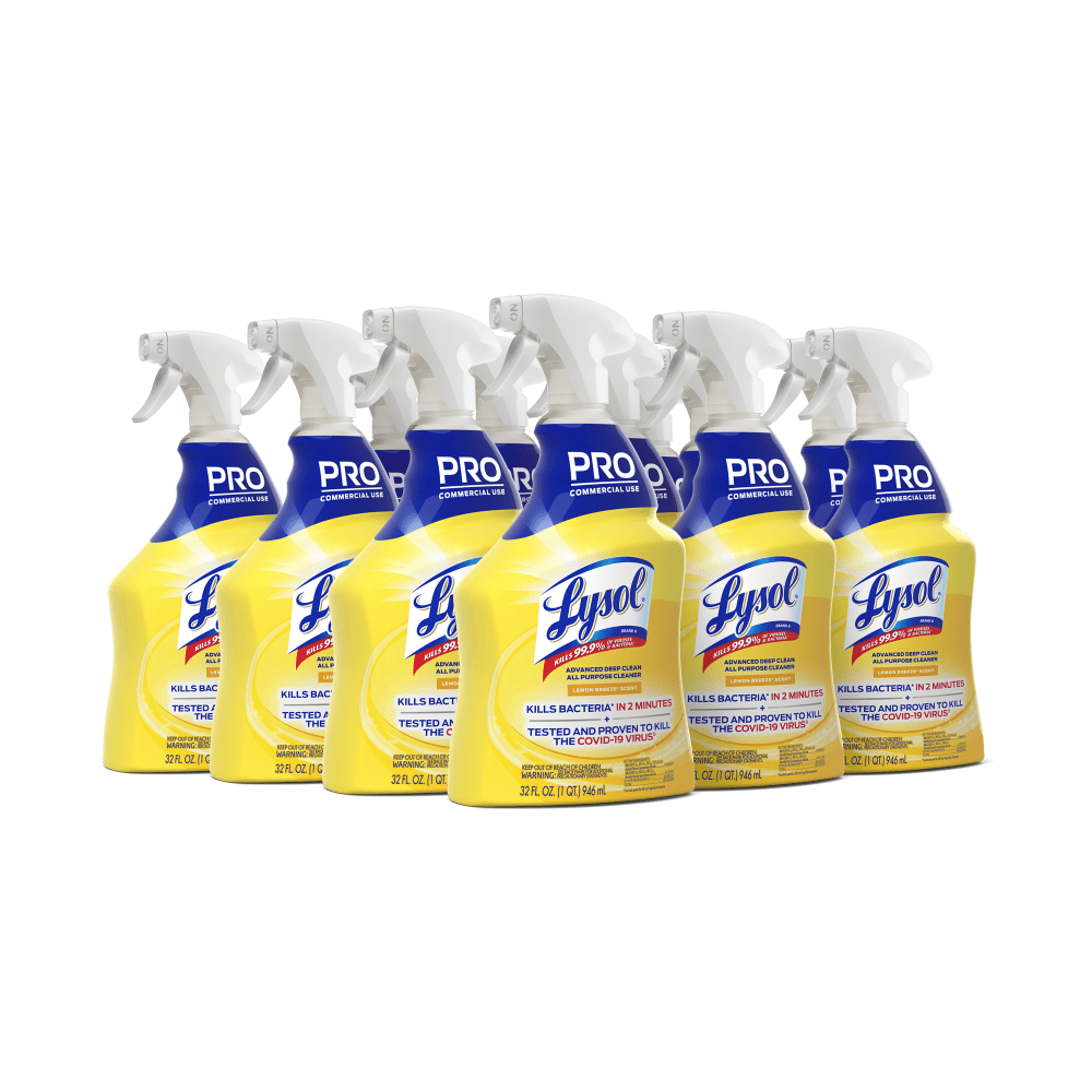 Lysol Advanced Deep Clean All-Purpose Cleaner, 32 Oz, Lemon Breeze, Case Of 12 Bottles