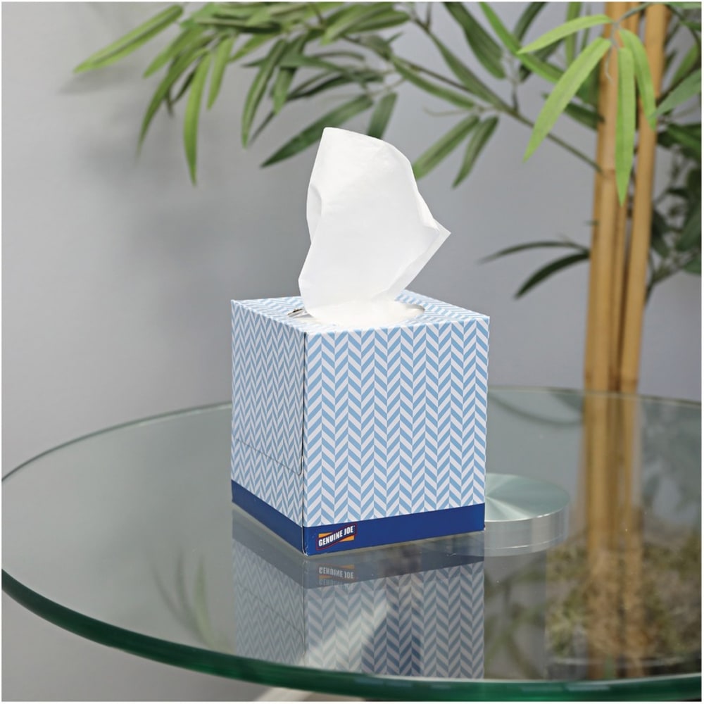 Genuine Joe Cube Box Facial Tissue - 2 Ply - Interfolded - White - 85 Per Box - 36 / Carton