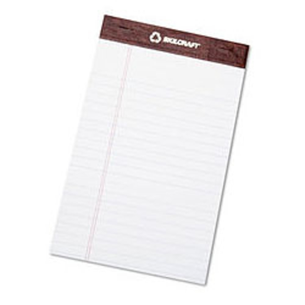 SKILCRAFT 30% Recycled Perforated Writing Pads, 5in x 8in, White, Legal Ruled, 50 Sheets, Pack Of 12 (AbilityOne 7530-01-372-3107)