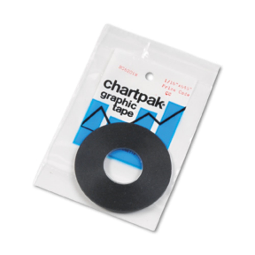 Chartpak Graphic Chart Tape, 0.06in x 54ft, Matte Black