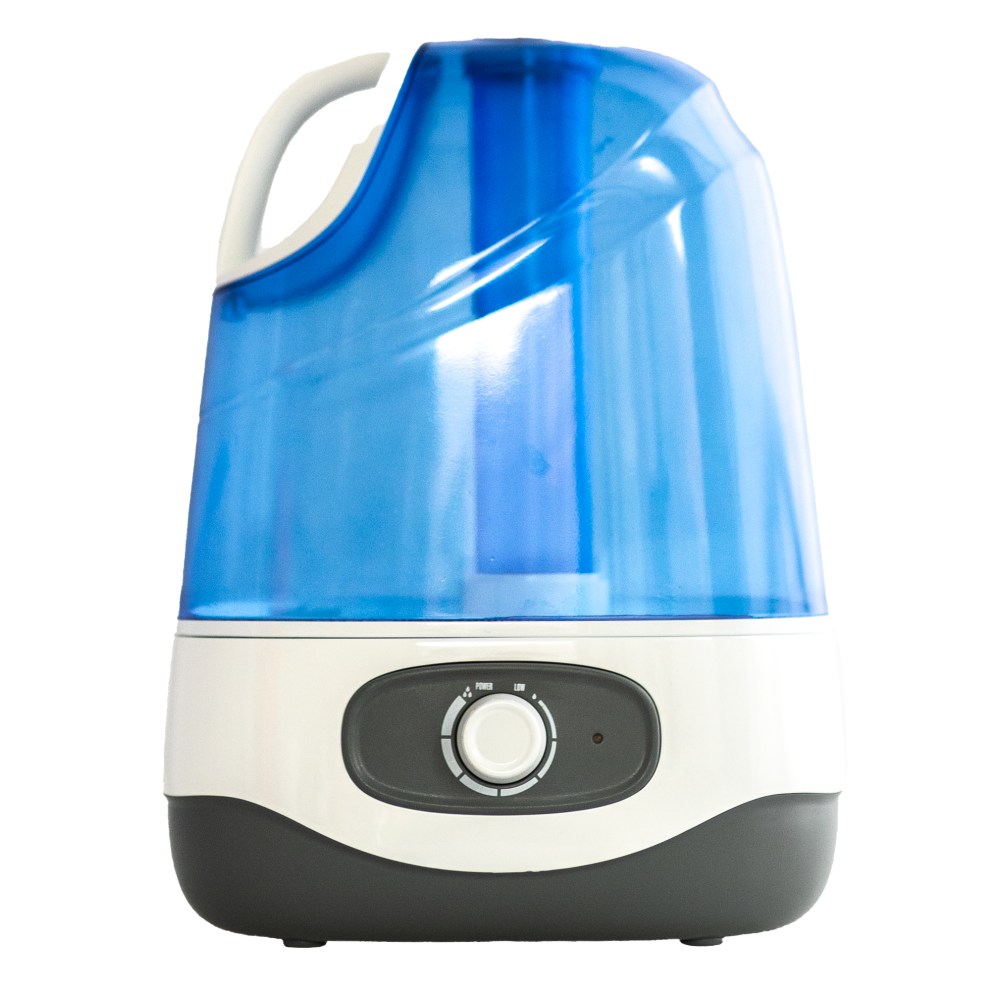 Crane Ultrasonic Cool Mist Humidifier, 1.0 Gallons, 12 13/16in x 9 1/2in x 6 7/8in, Blue/White