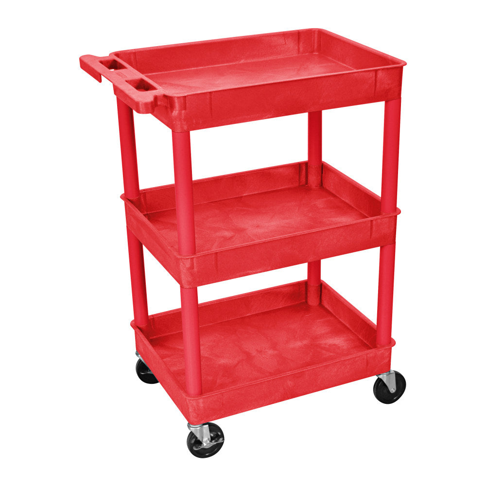 Luxor 3-Shelf Tub Cart, 36 1/2inH x 24inW x 18inD, Red