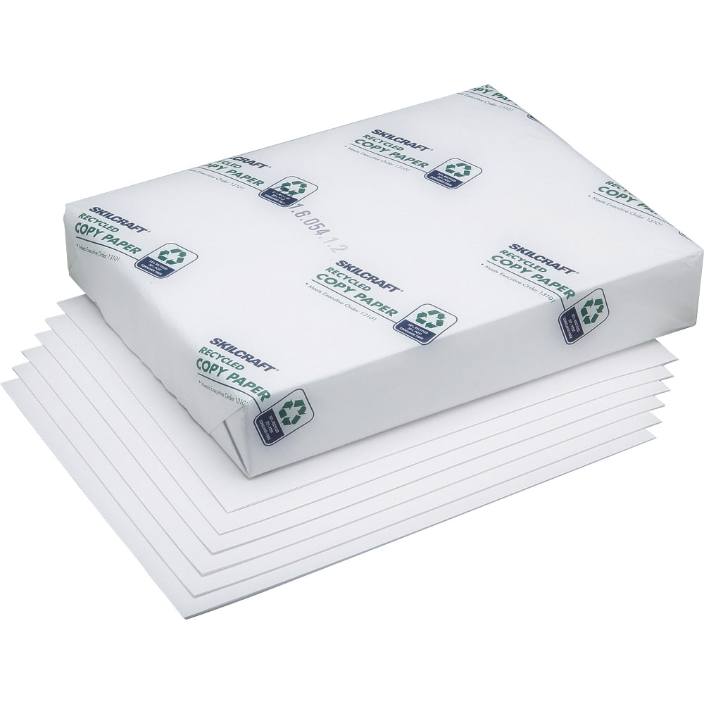 SKILCRAFT Bond Copy Paper, White, Letter (8.5in x 11in), 5000 Sheets Per Case, 92 Brightness, 50% Recycled (AbilityOne 0007-15 037-60654), Case Of 10 Reams