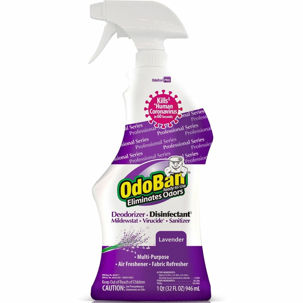 OdoBan Multi-Purpose Deodorizer & Disinfectant Spray, Lavender Scent, 32 Oz Bottle