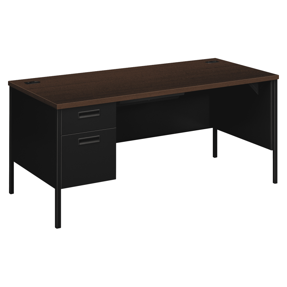 HON Metro Classic 66inW Left-Pedestal Computer Desk, Mocha/Black