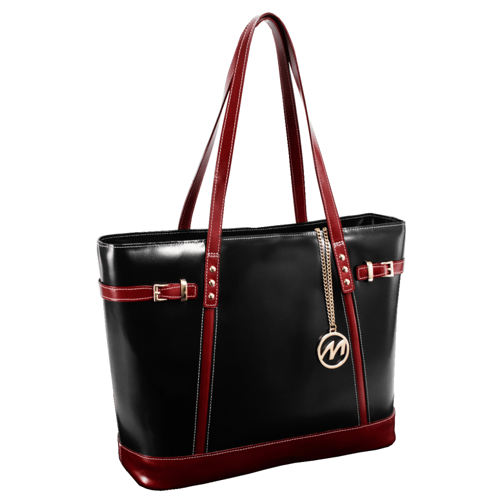 McKleinUSA Serafina Tote, 15inH x 12 1/2inW x 6inD, Black/Red