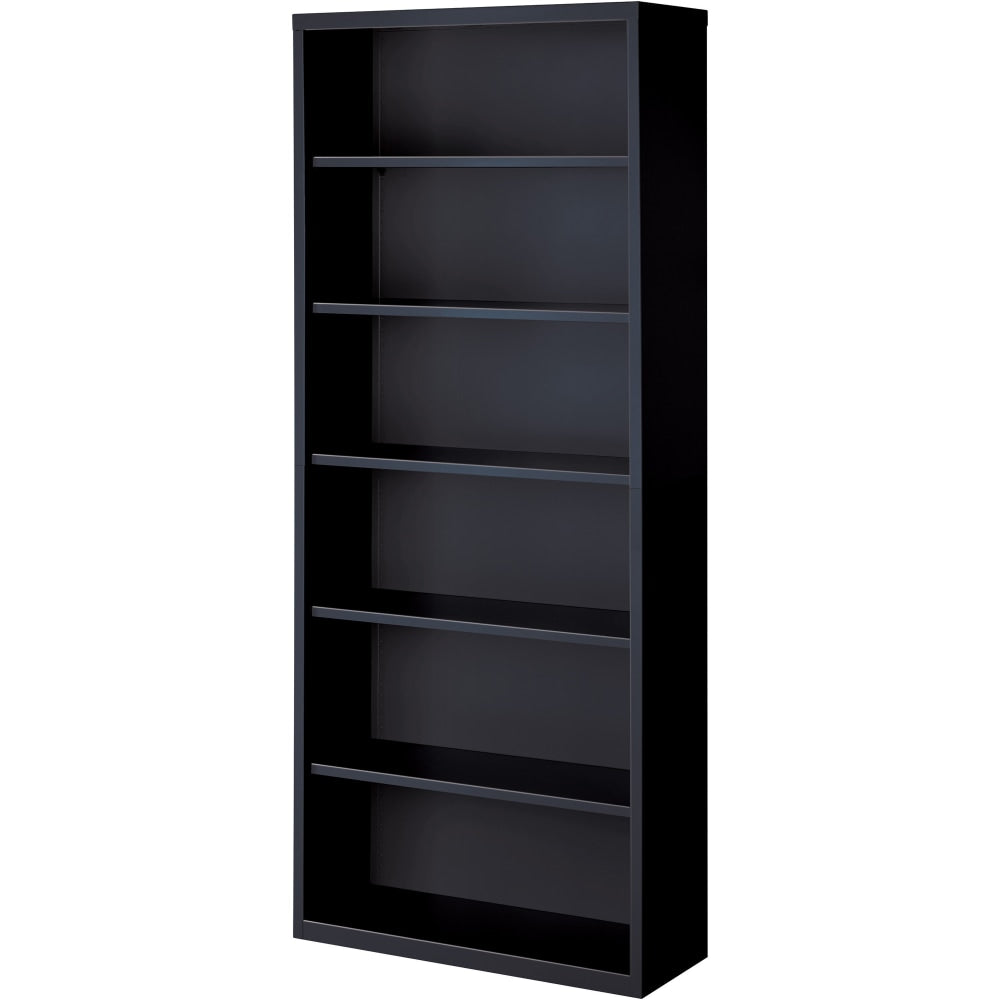 Lorell Fortress Series Steel Modular Shelving Bookcase, 6-Shelf, 82inH x 34-1/2inW x 13inD, Black