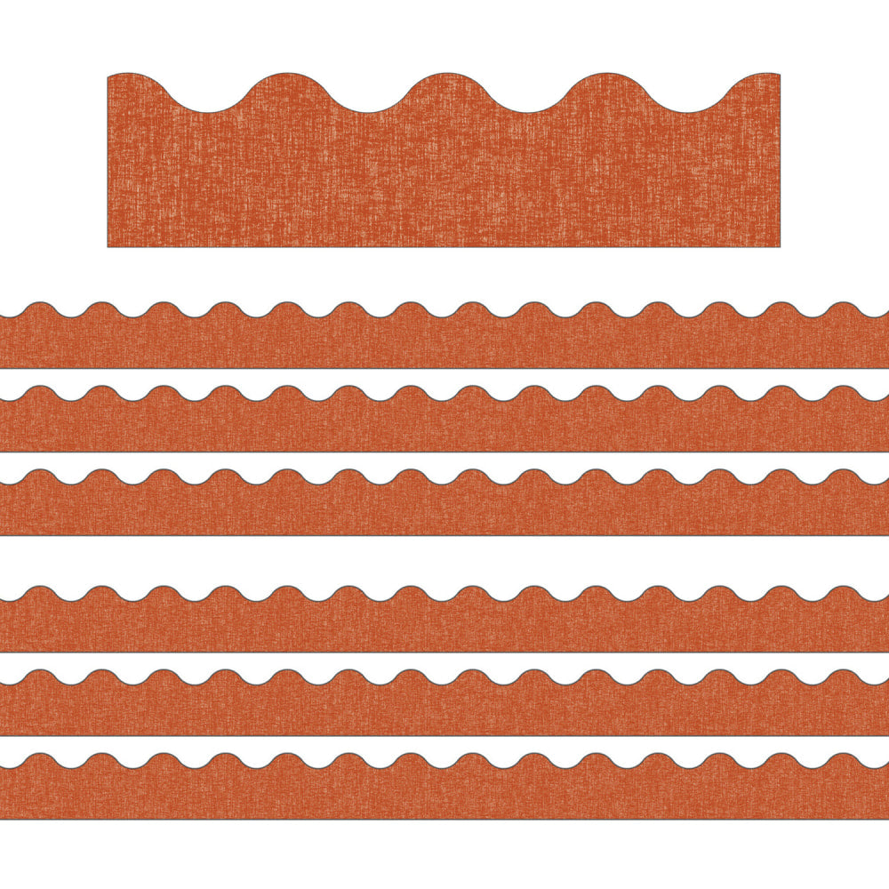 Carson Dellosa Education Scalloped Border, Lets Explore Terracotta Linen, 39ft Per Pack, Set Of 6 Packs