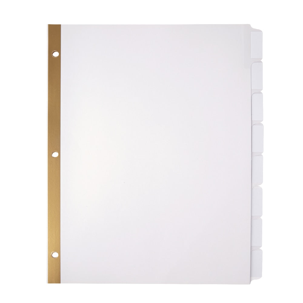 Office Depot Brand Index Dividers, 8 1/2in x 11in, White, 8 Tabs Per Set, Box Of 25 Sets