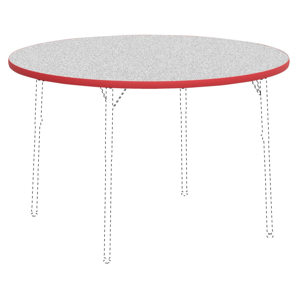 Lorell Classroom Round Activity Table Top, 48inW, Gray Nebula/Red