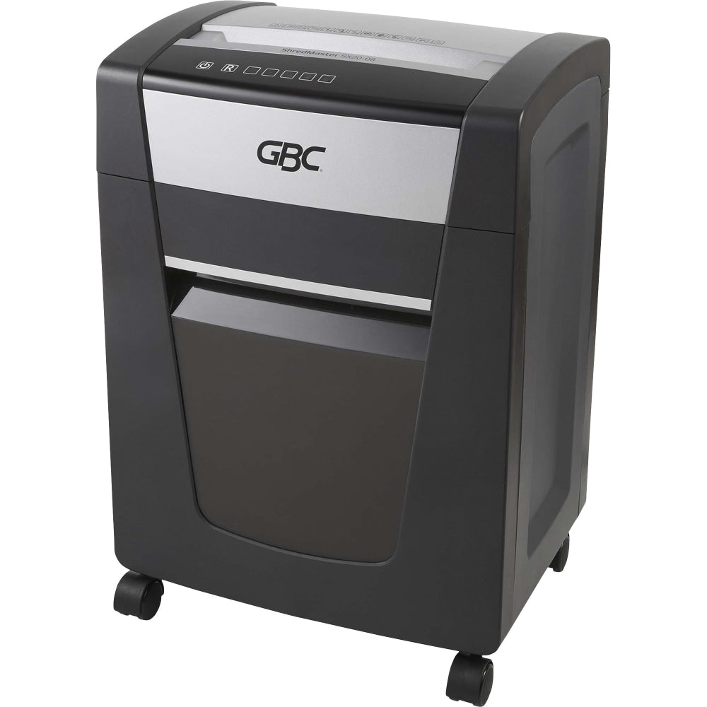 GBC ShredMaster SX20-08 Cross-Cut Paper Shredder - Non-continuous Shredder - Super Cross Cut - 20 Per Pass - for shredding Paper, Staples, Paper Clip - P-4 - 4 Hour Run Time - 8 gal Wastebin Capacity - Black, Chrome