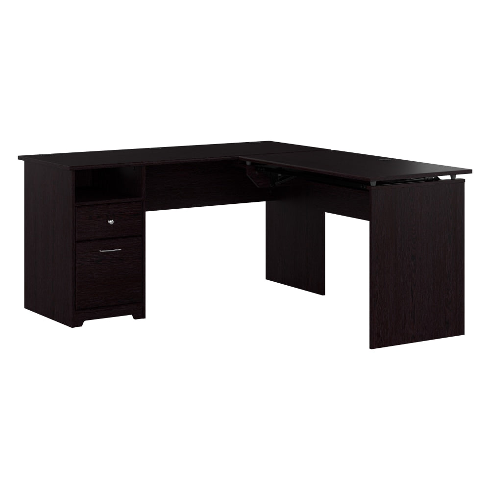 Bush Furniture Cabot 3 Position L Shaped Sit to Stand Desk, 60inW, Espresso Oak, Standard Delivery