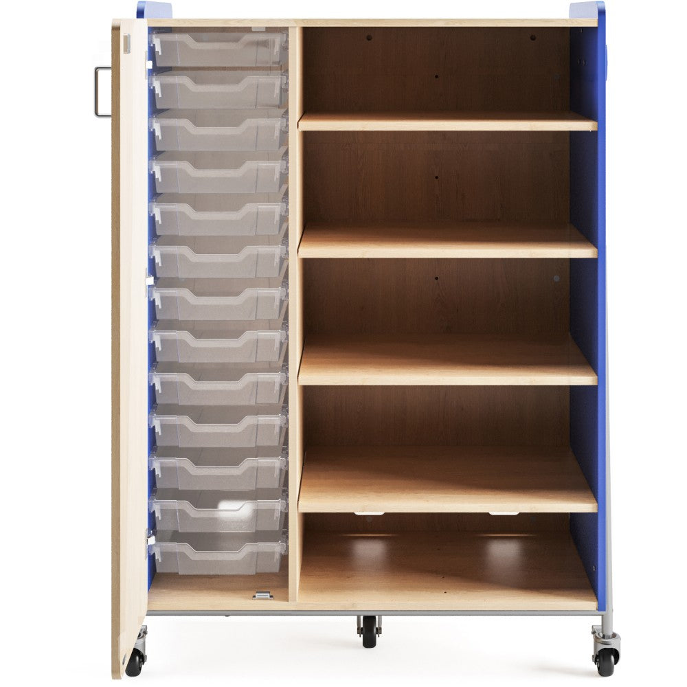 Safco Whiffle Triple-Column 13-Drawer Rolling Storage Cabinet, 60inH x 43-1/4inW x 19-3/4inD, Spectrum Blue