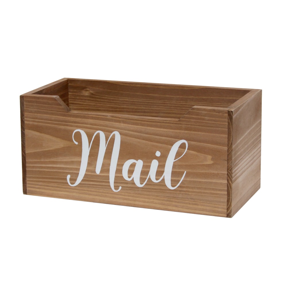 Elegant Designs Tabletop Decorative Script Word Organizer Box, 5-1/2inH x 5-1/2inW x 11-1/2inD, Natural