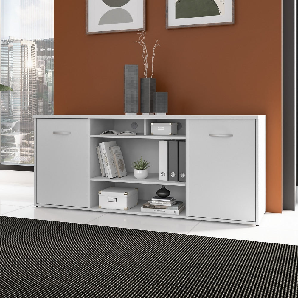 Bush Business Furniture Studio C 72inW Office Storage Cabinet With Doors And Shelves, White, Standard Delivery