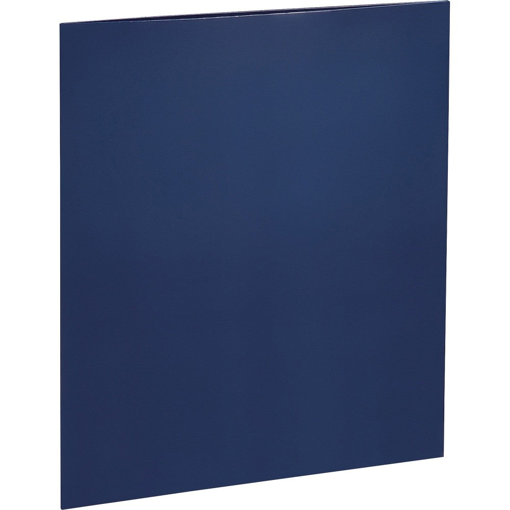 Business Source Letter Pocket Folder - 8 1/2in x 11in - 100 Sheet Capacity - 2 Internal Pocket(s) - Card Paper - Navy - 25 / Box