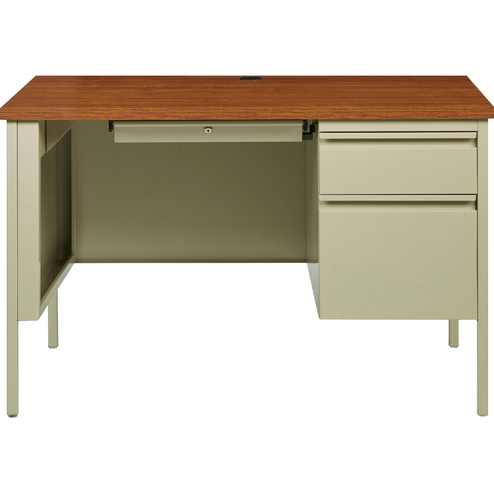 Lorell Fortress Steel 46inW Right-Pedestal Computer Desk, Oak/Putty