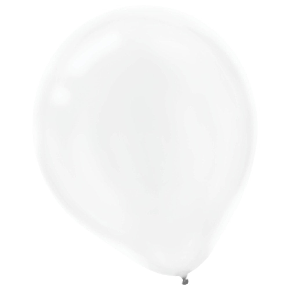 Amscan Latex Balloons, 12in, Frosty White, 15 Balloons Per Pack, Set Of 4 Packs