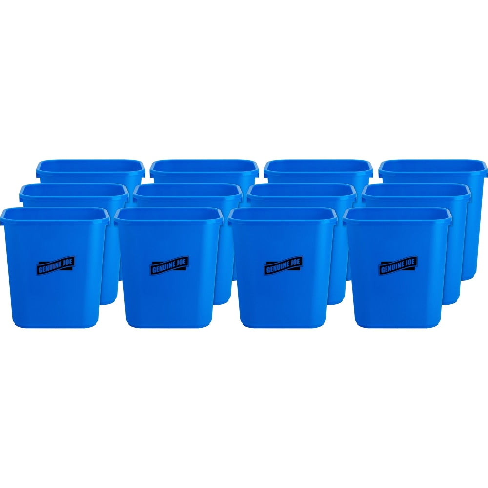 Genuine Joe 28-1/2 Quart Recycle Wastebasket - 7.13 gal Capacity - Rectangular - 15in Height x 14.5in Width x 10.5in Depth - Blue, White - 12 / Carton