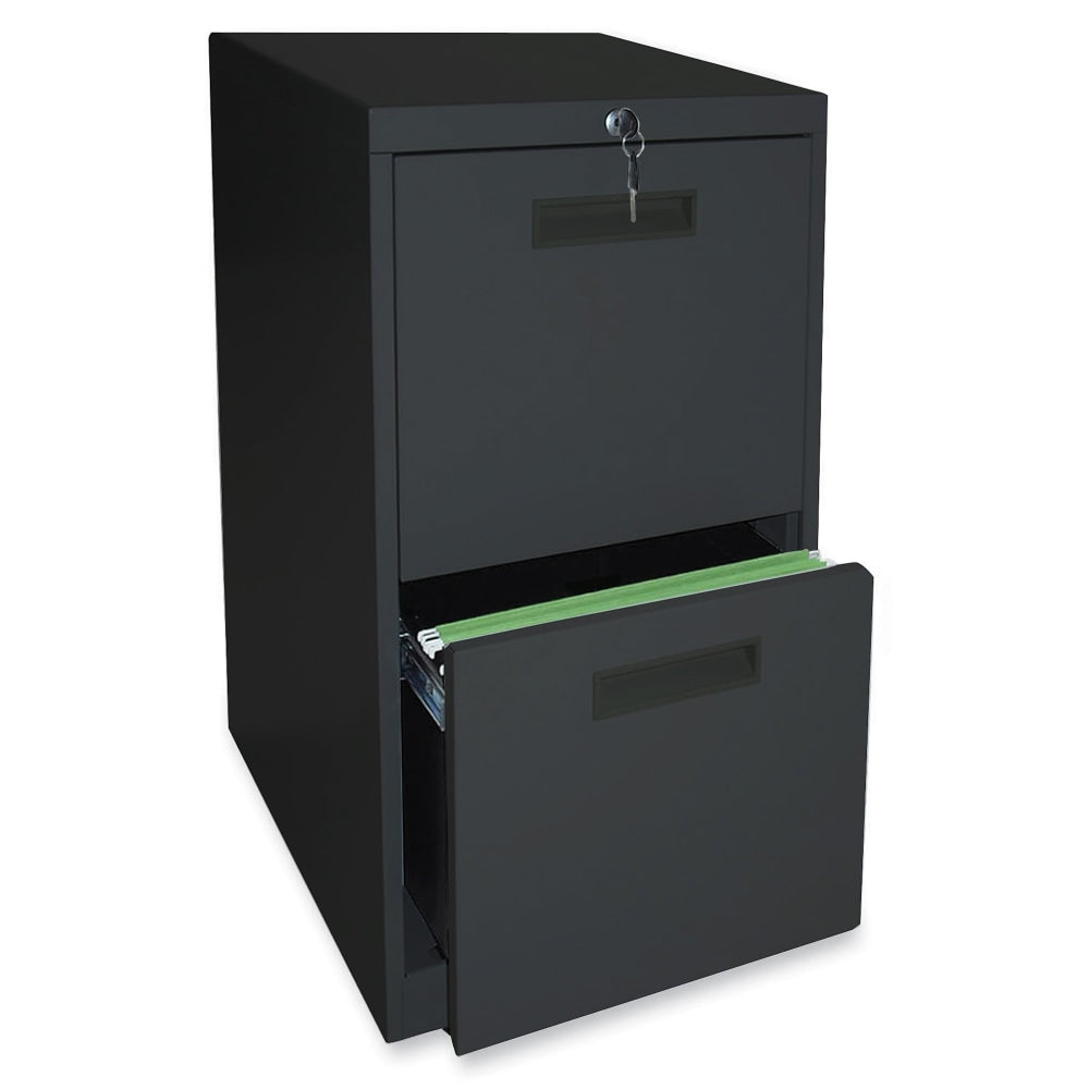 Lorell 19inD Vertical 2-Drawer Mobile Pedestal File Cabinet, Black