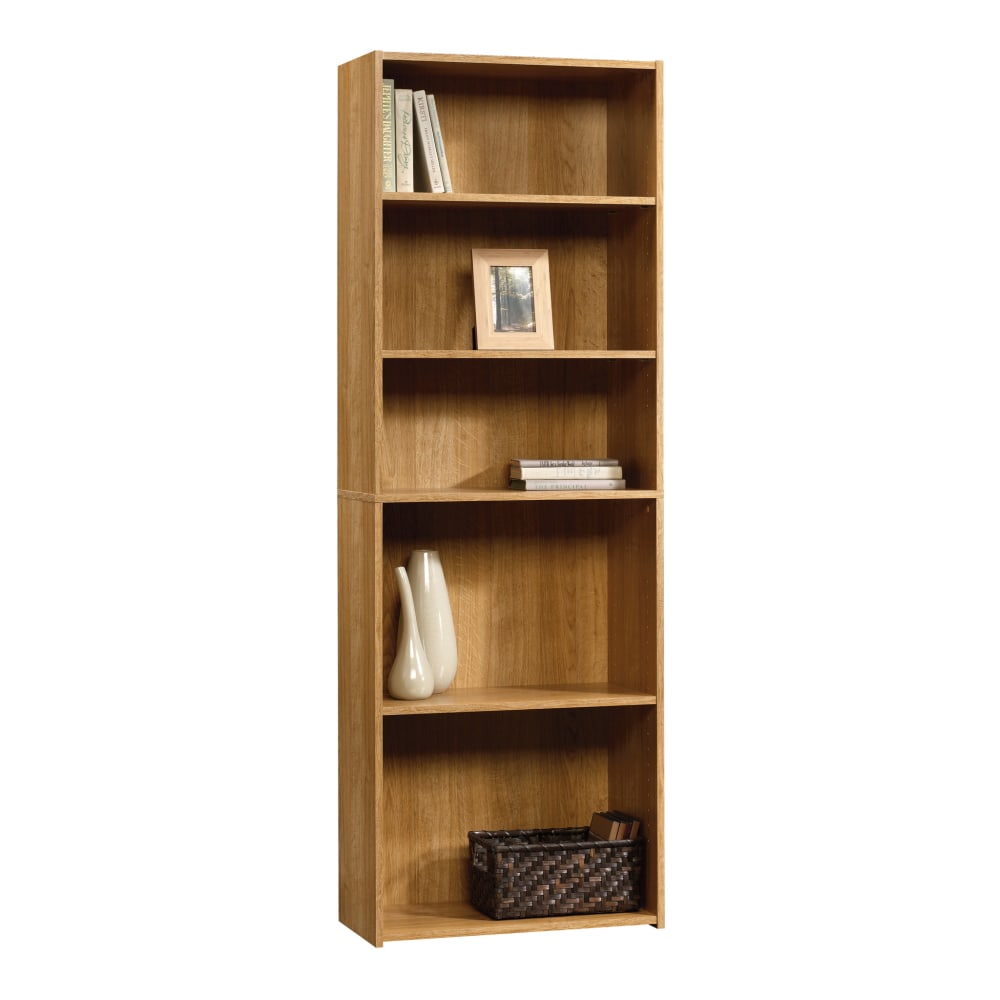 Sauder Beginnings 71 3/16inH 5-Shelf Transitional Bookcase, Oak/Light Finish, Standard Delivery