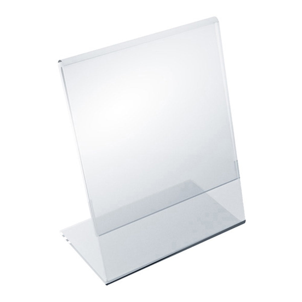 Azar Displays Acrylic Vertical L-Shaped Sign Holders, 5inH x 4inW x 3inD, Clear, Pack Of 10 Holders