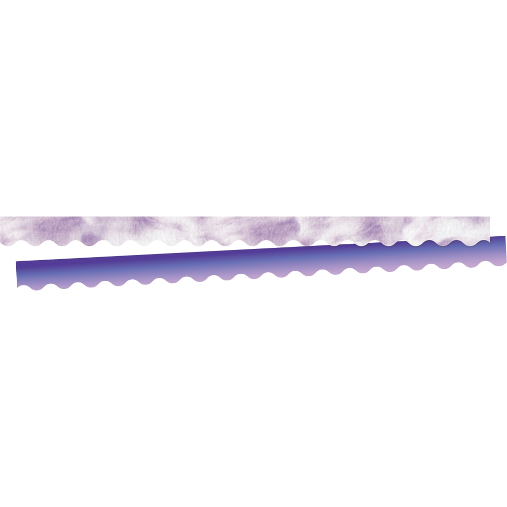 Barker Creek Double-Sided Scalloped Edge Borders, 2-1/4in x 36, Purple Tie-Dye And Ombre, Pack Of 13 Borders