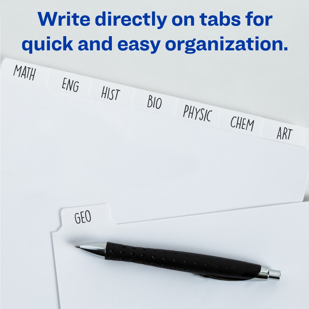 Avery Plain Tab Write-On Dividers, 8 1/2in x 11in, White Dividers/White Tabs, 5-Tab, Box Of 36