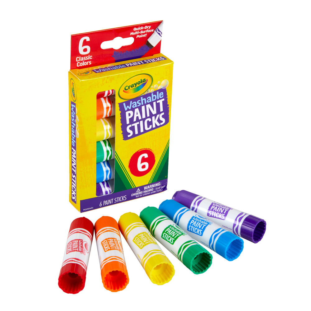 Crayola Washable Paint Sticks, Assorted Colors, Pack Of 6 Sticks