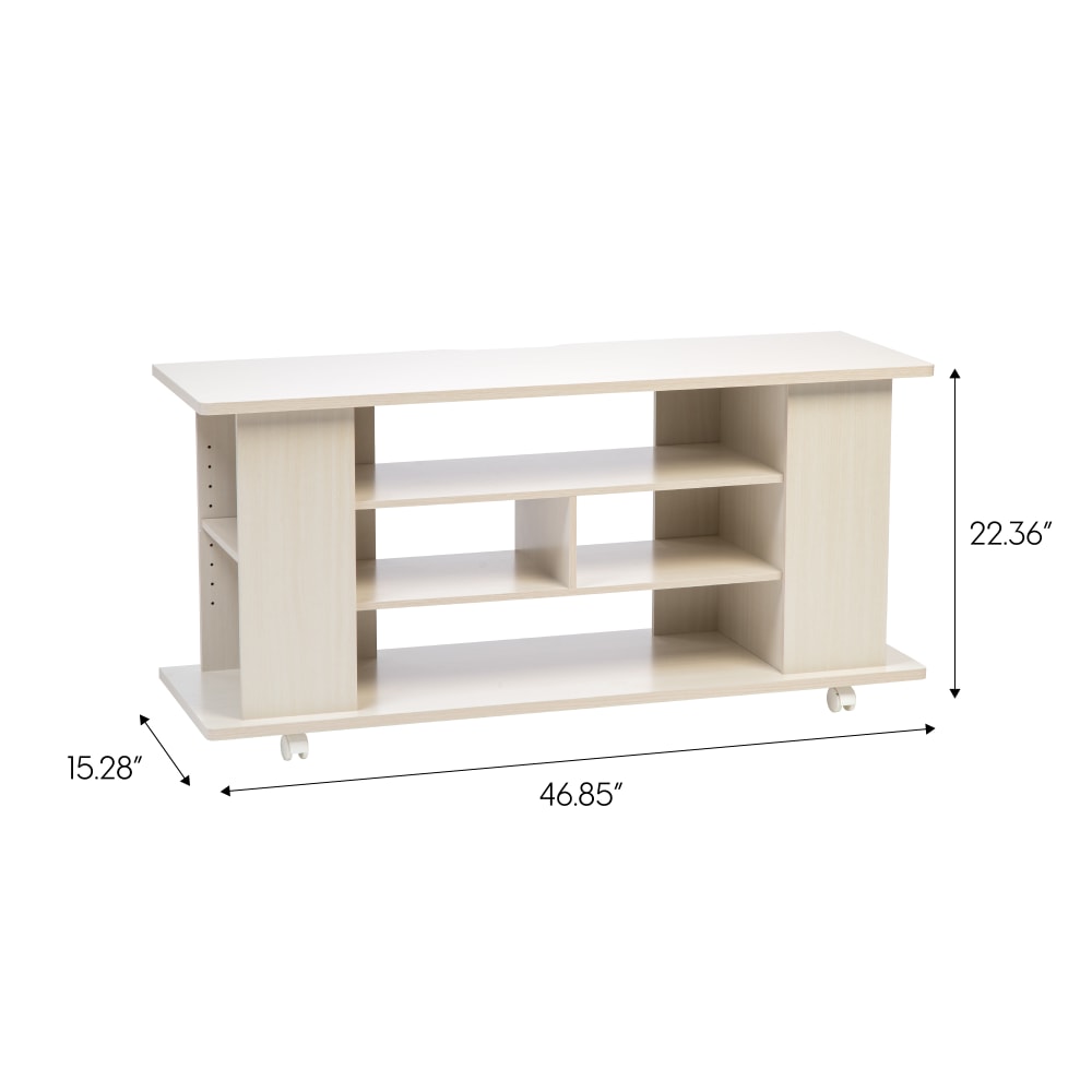 IRIS Large TV Stand With Wheels, 22-3/8inH x 46-7/8inW x 15-5/16inD, White