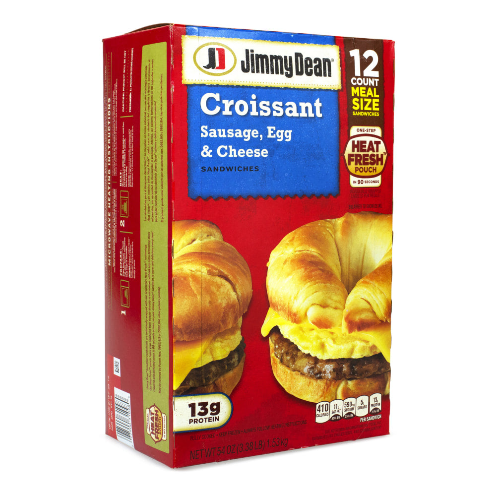 Jimmy Dean Sausage, Egg and Cheese Croissant Breakfast Sandwiches, 54.08 Oz, Box Of 12 Sandwiches