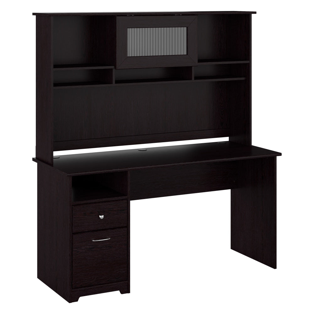 Bush Furniture Cabot 60inW Computer Desk With Hutch And Drawers, Espresso Oak, Standard Delivery