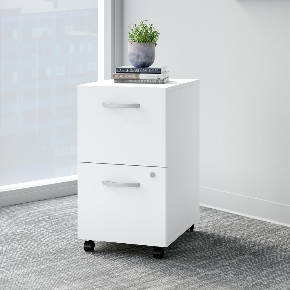 Bush Business Furniture Easy Office 21inD Vertical 2-Drawer Mobile File Cabinet, White, Delivery