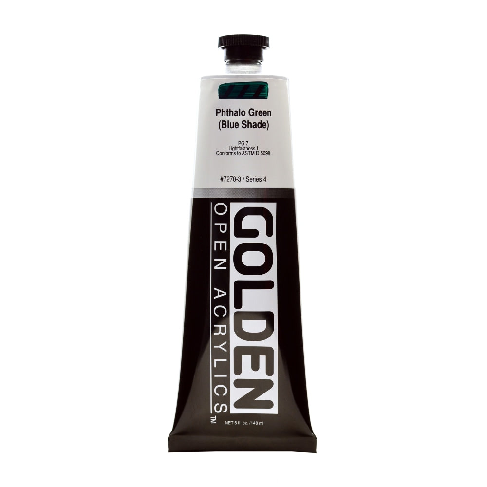 Golden OPEN Acrylic Paint, 5 Oz Tube, Phthalo Green (Blue Shade)