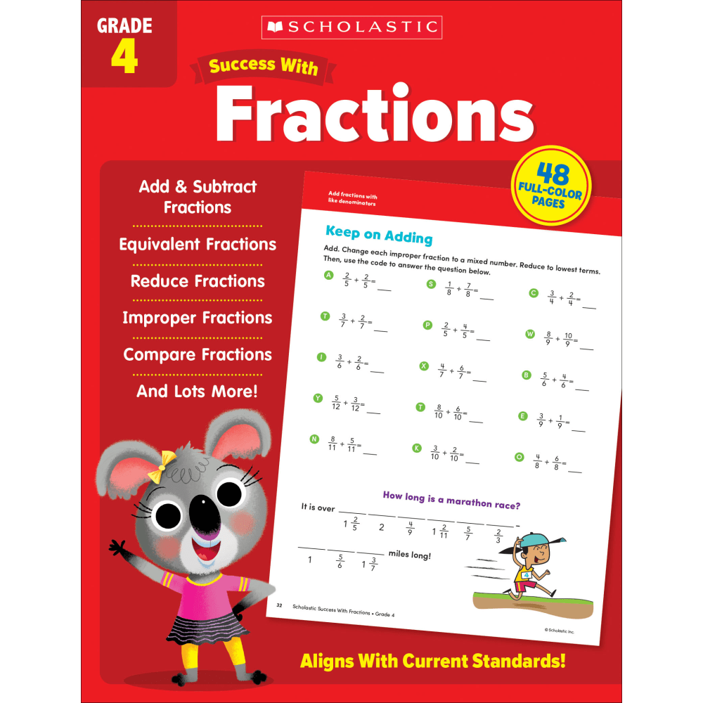 Scholastic Success With Fractions Workbook, Grade 4