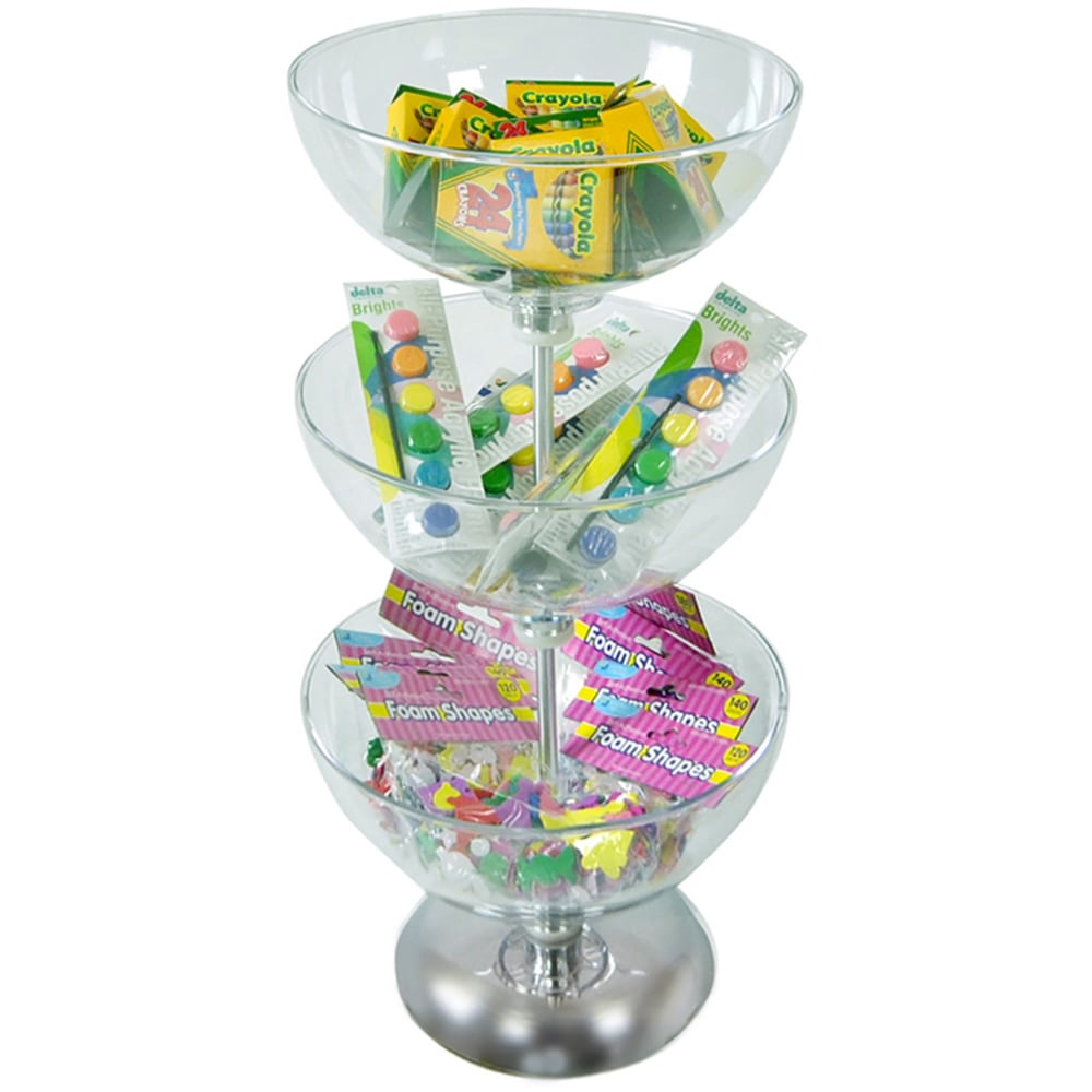 Azar Displays 3-Tier Bowl Display, 26-1/2inH x 12inW x 12inD, Clear