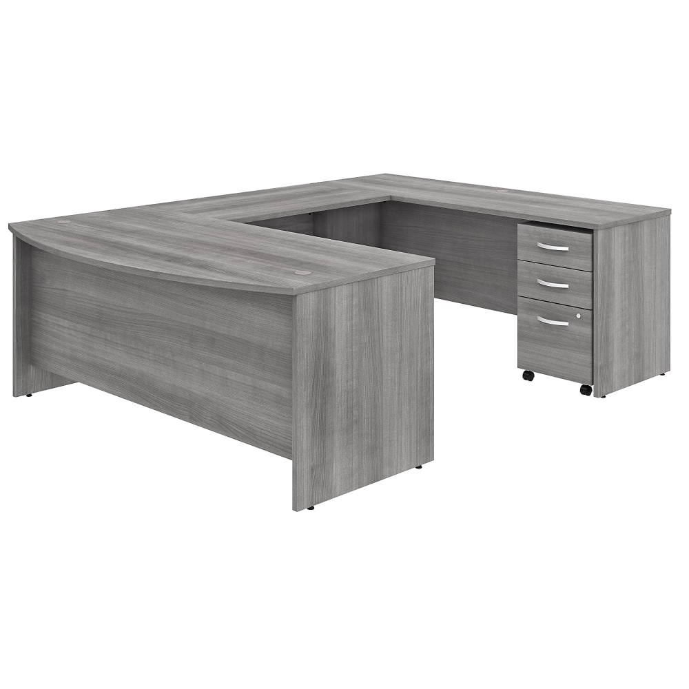 Bush Business Furniture 72inW Studio C U-Shaped Corner Desk With Mobile File Cabinet, Platinum Gray, Standard Delivery