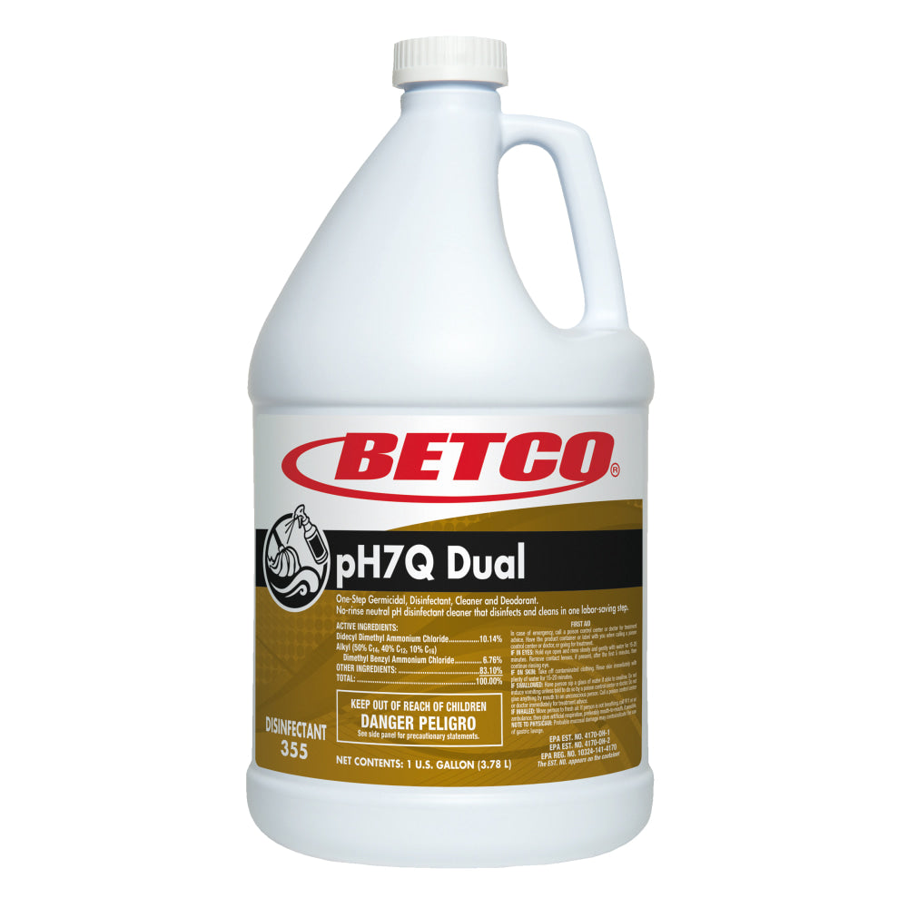 Betco pH7Q Dual Multi-Purpose Cleaner, Pleasant Lemon Scent, 128 Oz Bottle, Case Of 4