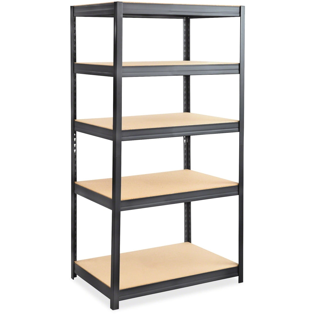 Safco Heavy-duty Boltless Steel Shelving Unit - 5 Tier(s) - 72in Height x 36in Width x 24in DepthFloor - Sturdy, Durable, Heavy Duty, Adjustable Shelf - Powder Coated - Black - Wood, Steel, Particleboard - 1 Each