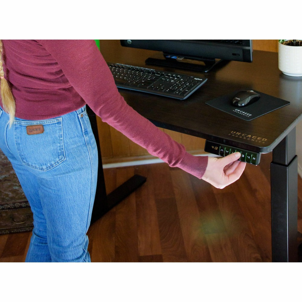 Rise Up Electric 48inW Standing Computer Desk, Black Bamboo