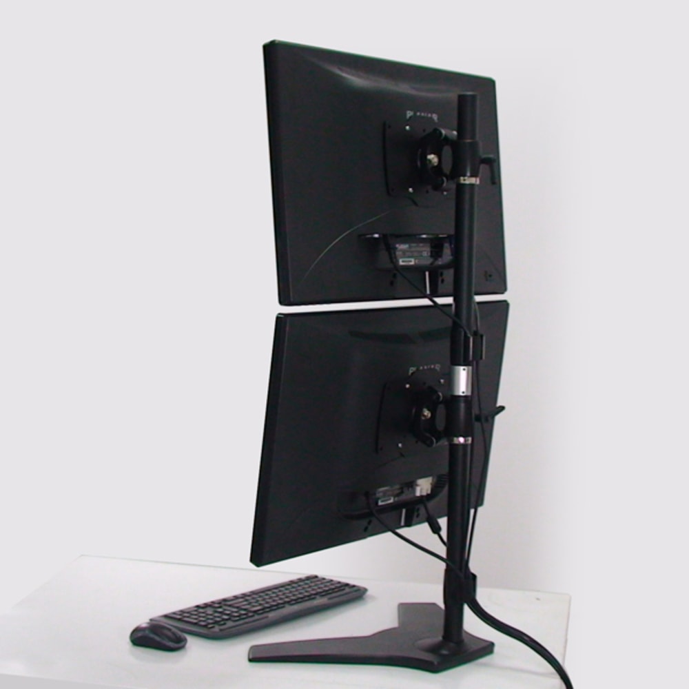 Amer Dual Monitor Stand Vertical Mount Max 32in Monitors - Up to 32in Screen Support - 52.91 lb Load Capacity - 38in Height x 12.1in Width - Aluminum Alloy, Steel - TAA Compliant