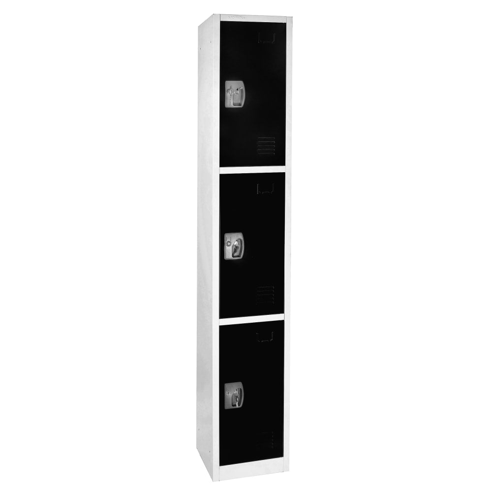 Alpine Large 3-Tier Steel Lockers, 72inH x 12inW x 12inD, Black, Pack Of 4 Lockers