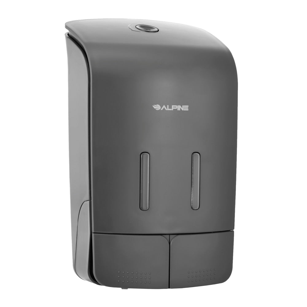 Alpine Wall-Mounted Dual Soap/Hand Sanitizer Dispensers, 9-13/16inH x 5-3/4inW x 3-3/4inD, Gray, Pack Of 2 Dispensers