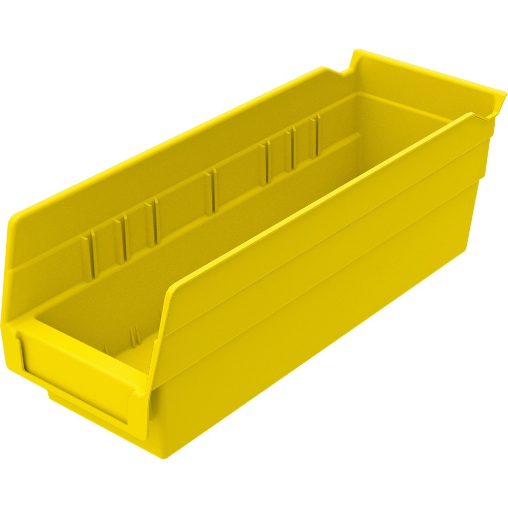 Akro-Mils Grease/Oil Resistant Shelf Bin, Small Size, 4in x 4 1/8in x 11 5/8in, Yellow